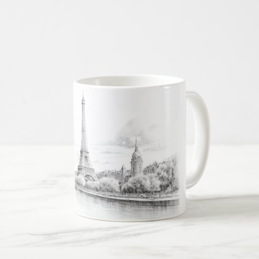Antieke Eiffeltoren, schetsontwerp Koffiemok (Voorkant rechts)