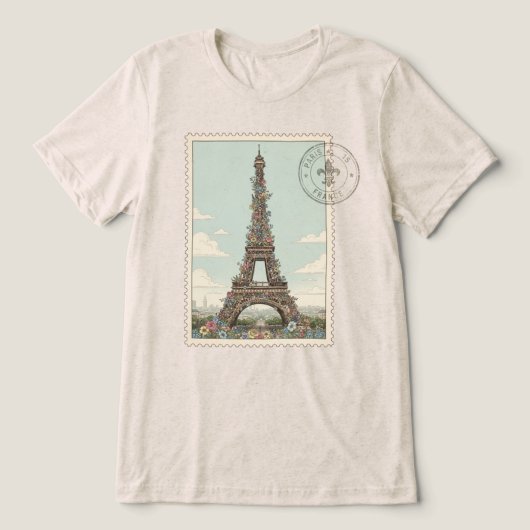 Antieke Eiffeltoren Tri-Blend Shirt (Design voorkant)