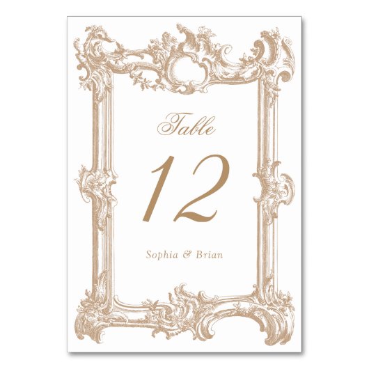 Antieke Elegante Barokke Lijst Goud Bruiloft Kaart (Voorkant)