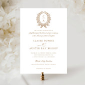Antieke Elegante Bladkrans Monogram Wapen Huwelijk Kaart