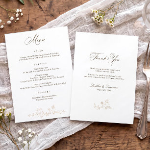 Antieke Elegante Bloemrijke Beige Tannish Victoria Menu