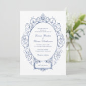 Antieke Elegante Ornament Bloem Blad Frame Bruilof Kaart (Staand voorkant)