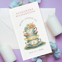 Antieke Elegante Waterverf Bruidsdouche Thee Feest Servet