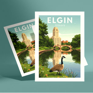 Antieke Elgin Illinois Briefkaart