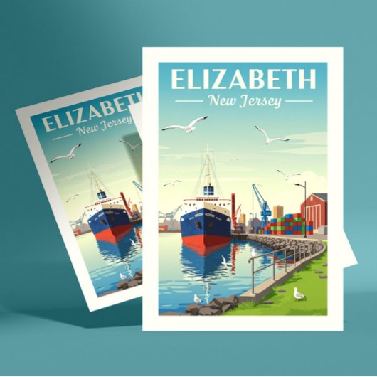 Antieke Elizabeth New Jersey Briefkaart