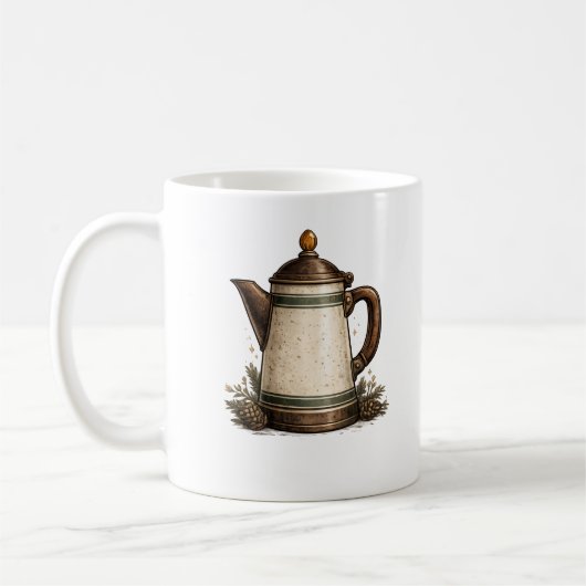 Antieke Emaille Koffiepot Koffiemok (Links)