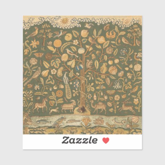 Antieke Engelse Naaldkant Boom des Levens & Eenhoo Sticker (Vel)