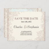 Antieke Engelse Roos Bloemige Krul Bruiloft Save The Date (Voorkant / Achterkant)