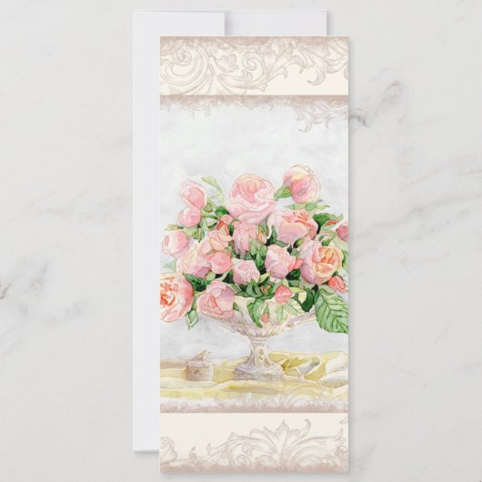 Antieke Engelse Roos - Crème Trouwuitnodiging Kaart (Achterkant)