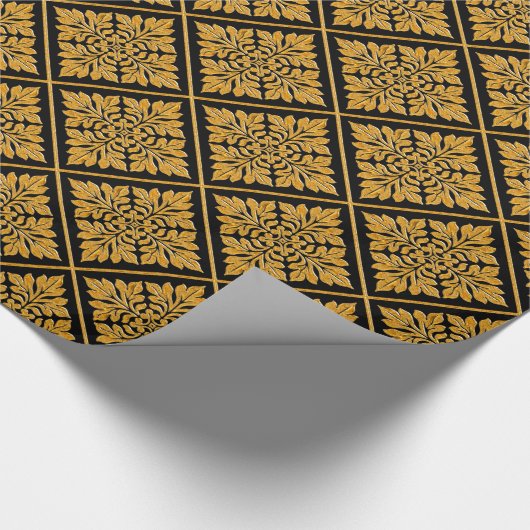 Antieke engelse teeltegel die glanzend helder goud cadeaupapier (Hoek)