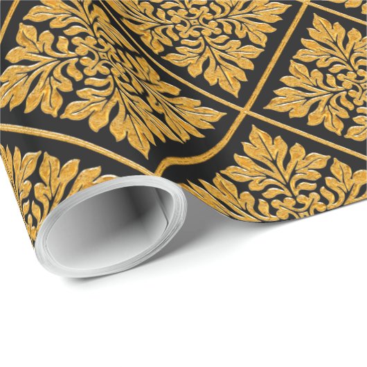 Antieke engelse teeltegel die glanzend helder goud cadeaupapier (Rol Hoek)