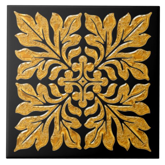 Antieke engelse teeltegel die glanzend helder goud tegeltje (Voorkant)