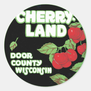 Antieke Ephemera, Cherryland Door County Wisconsin Ronde Sticker