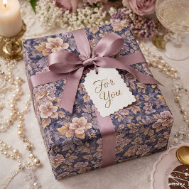 Antieke erfstuk bloemblaadjes paarse bloem cadeaupapier