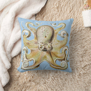 Antieke Ernst Haeckel Octopus Zeevaart Zeeleven Kussen