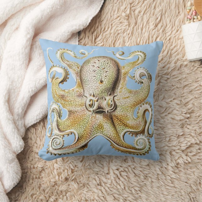 Antieke Ernst Haeckel Octopus Zeevaart Zeeleven Kussen (Deken)