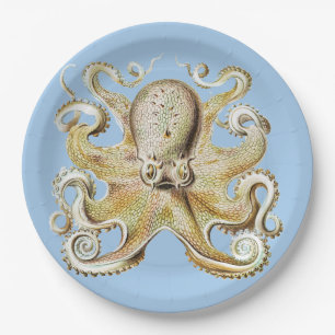Antieke Ernst Haeckel Octopus Zeevaart Zeeleven Papieren Bordje