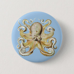 Antieke Ernst Haeckel Octopus Zeevaart Zeeleven Ronde Button 5,7 Cm