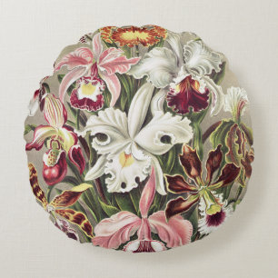 Antieke Ernst Haeckel Orchidee Botanische Print Rond Kussen