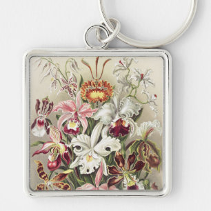 Antieke Ernst Haeckel Orchidee Botanische Print Sleutelhanger