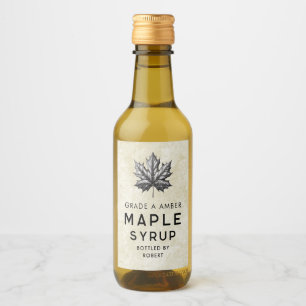 Antieke esdoornsiroop label met blad wijn etiket