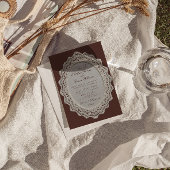 Antieke Espresso Kantwerk QR Code Foto Bruiloft Kaart