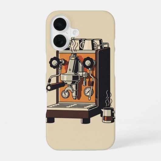 Antieke espressomachine iPhone 16 hoesje (Achterkant)