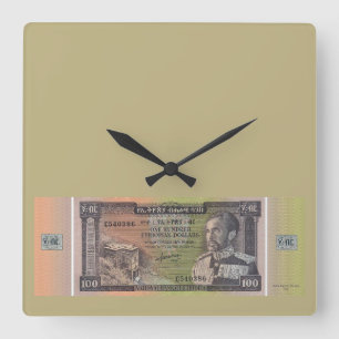 Antieke Ethiopische Birr-bankbiljet Vierkante Klok