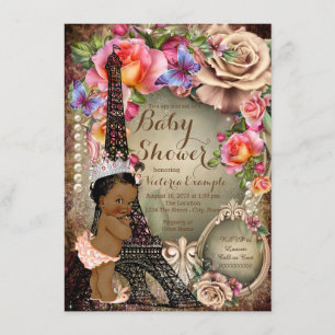 Antieke Ethische Prinses Parijs Baby Shower Kaart