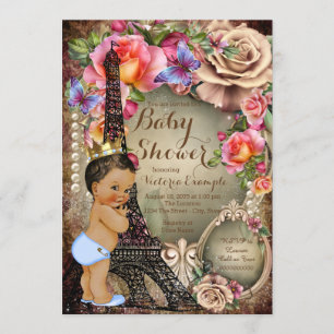 Antieke Etnische Prins Paris Baby Shower Kaart
