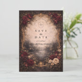 Antieke Europese Barok Bruiloft Save The Date (Staand voorkant)