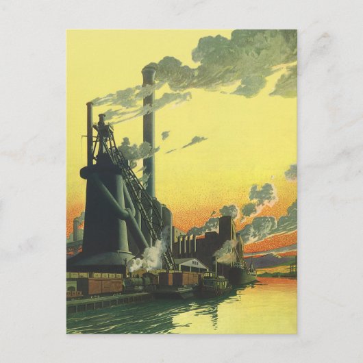Antieke fabriek aan de kade briefkaart (Voorkant)