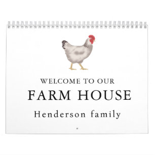 antieke familie kippenboerderij kalender