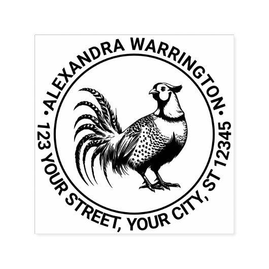 Antieke fazant wild vogel #3 Naam Retouradres Zelfinktende Stempel (Design)
