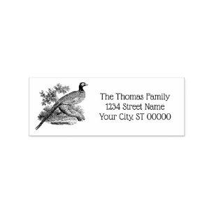 Antieke fazant wild vogel tekening naam adres rubberstempel