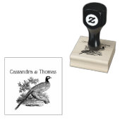 Antieke fazant wildvogel tekening paar naam rubberstempel (Gestempeld)