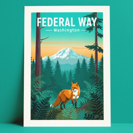 Antieke Federal Way Washington Briefkaart
