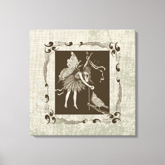 Antieke Fee & Vogel Canvas Afdruk (Voorkant)