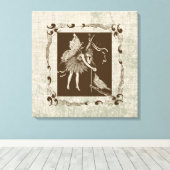Antieke Fee & Vogel Canvas Afdruk (Insitu (Houten vloer))