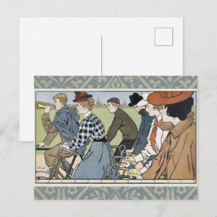 Antieke Fiets Art Nouveau Wielerposter Briefkaart