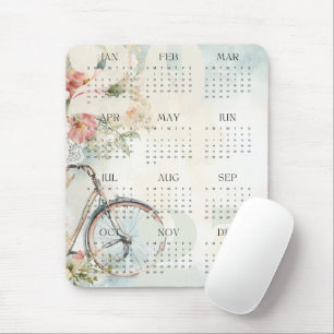 Antieke Fiets Bloem Kleur Jaarkalender 2027 Muismat