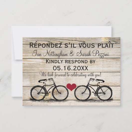Antieke fiets bruiloft RSVP kaarten Kaartje (Voorkant)