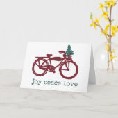 Antieke fiets en kerstboomontwerp kaart (Gele Bloem)