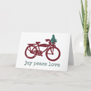 Antieke fiets en kerstboomontwerp kaart