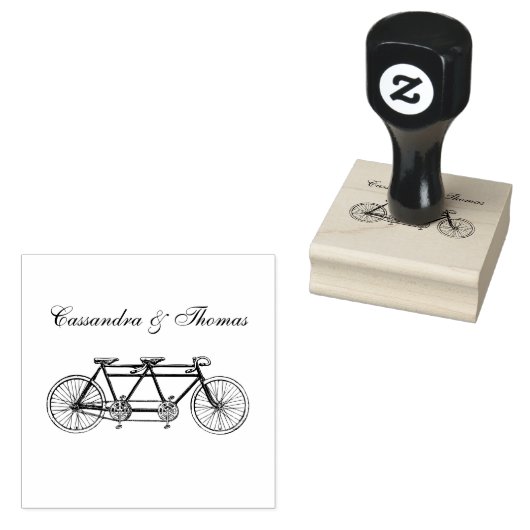 Antieke fiets gebouwd voor twee / tandem rubberstempel (Gestempeld)