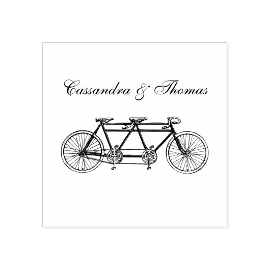 Antieke fiets gebouwd voor twee / tandem rubberstempel (Afrduk)