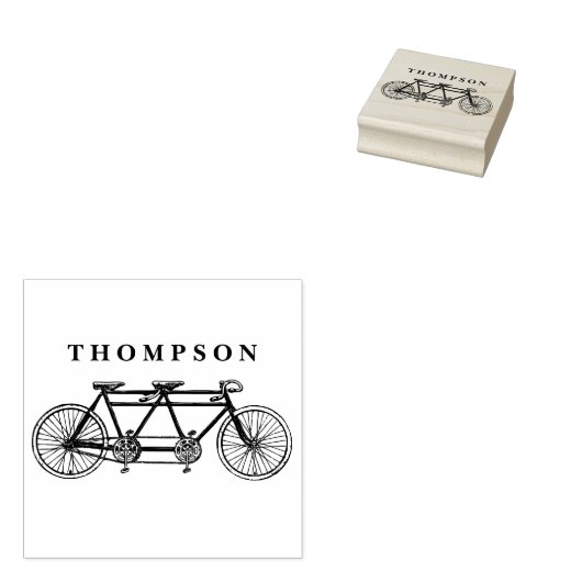 Antieke fiets gebouwd voor twee / tandemfiets naam rubberstempel (Gestempeld)