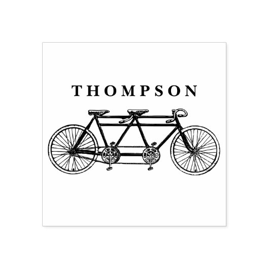 Antieke fiets gebouwd voor twee / tandemfiets naam rubberstempel (Afrduk)