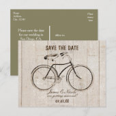 Antieke Fiets op Houten Rustieke Ansichtkaart Aankondigingskaart (Voorkant / Achterkant)