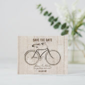 Antieke Fiets op Houten Rustieke Ansichtkaart Aankondigingskaart (Staand voorkant)